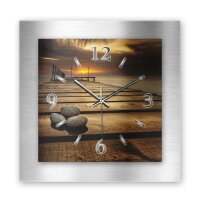 3D Design-Wanduhr "Steine am Steg" aus gebürstetem Aluminium mit flüsterleisem Uhrwerk | B-Ware