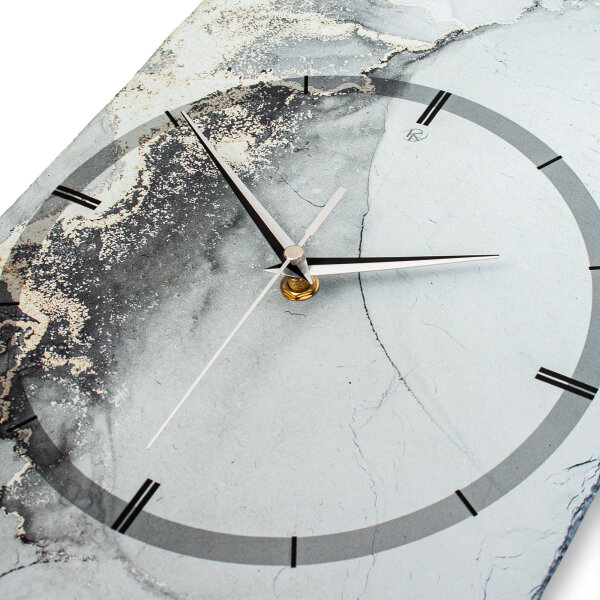 Grey Marble Design-Wanduhr aus Steinguss mit leisem Uhrwerk