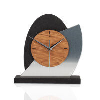 Dome – Designer-Standuhr aus MDF mit Eiche & Metallic-Alu