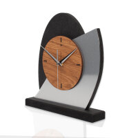 Dome – Designer-Standuhr aus MDF mit Eiche & Metallic-Alu