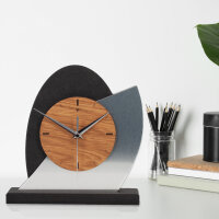 Dome – Designer-Standuhr aus MDF mit Eiche & Metallic-Alu