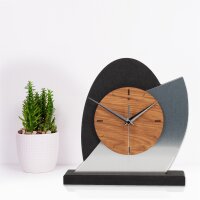 Dome – Designer-Standuhr aus MDF mit Eiche & Metallic-Alu