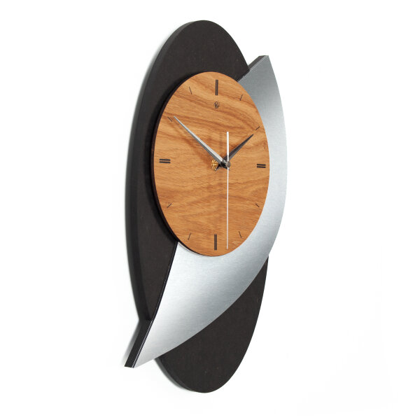 Dome – Designer-Wanduhr aus MDF mit Alu, Echtholz...