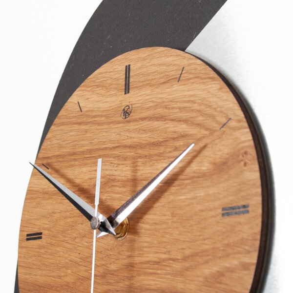 Dome – Designer-Wanduhr aus MDF mit Alu, Echtholz oder Steinfurnier