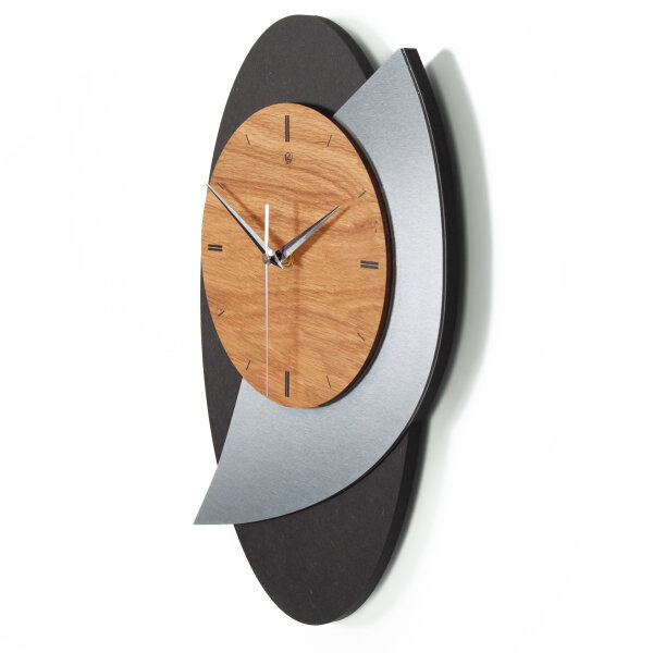 Dome – Designer-Wanduhr aus MDF mit Alu, Echtholz oder Steinfurnier