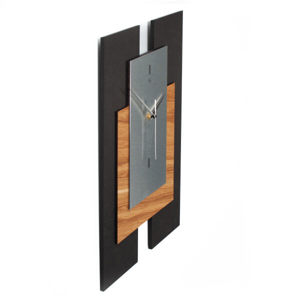 Panea – Designer-Wanduhr aus MDF mit Alu, Echtholz...