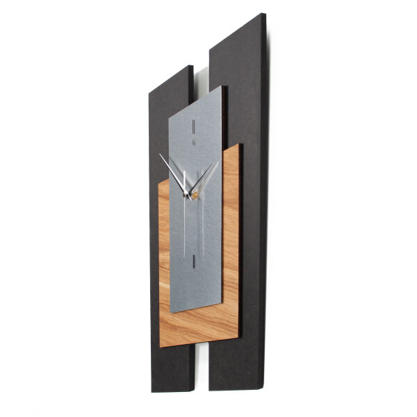 Panea – Designer-Wanduhr aus MDF mit Alu, Echtholz oder Steinfurnier