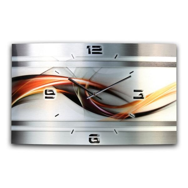 Silver Flame Metallic Designer-Wanduhr mit leisem Uhrwerk...