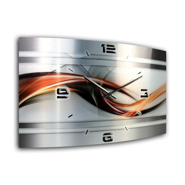 Silver Flame Metallic Designer-Wanduhr mit leisem Uhrwerk...