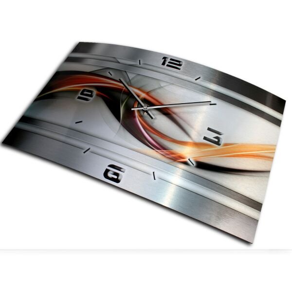 Silver Flame Metallic Designer-Wanduhr mit leisem Uhrwerk aus Alu