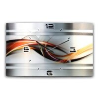 Silver Flame Metallic Designer-Wanduhr mit leisem Uhrwerk aus Alu