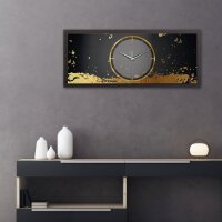 Design-Wanduhr "Golden Paint" aus gebürstetem Aluminium & MDF mit flüsterleisem Uhrwerk | B-Ware