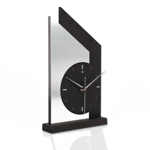 Skyscraper – Designer-Standuhr aus MDF mit Alu, Echtholz oder Steinfurnier