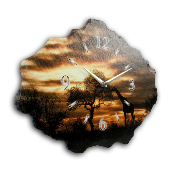 Afrika Design-Wanduhr aus Steinguss mit leisem Uhrwerk