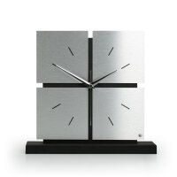 Squares – Designer-Standuhr aus MDF mit Alu, Echtholz oder Steinfurnier