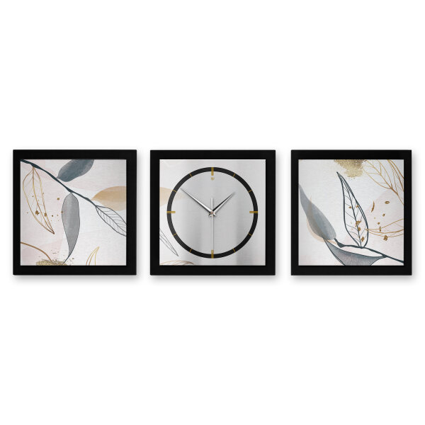 Leaves 3-teilige Designer-Wanduhr in modernem...