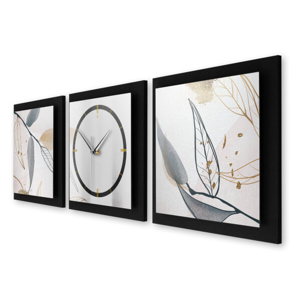 Leaves 3-teilige Designer-Wanduhr in modernem...