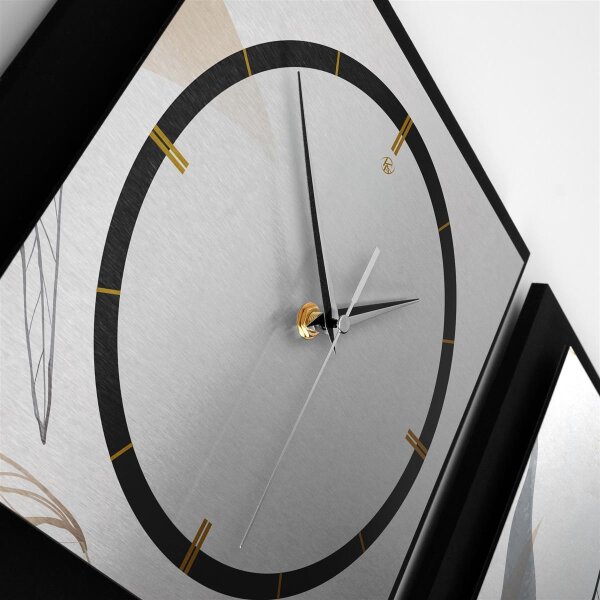 Leaves 3-teilige Designer-Wanduhr in modernem Metallic-Look | B-Ware