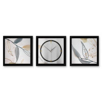 Leaves 3-teilige Designer-Wanduhr in modernem Metallic-Look | B-Ware