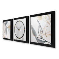 Leaves 3-teilige Designer-Wanduhr in modernem Metallic-Look | B-Ware