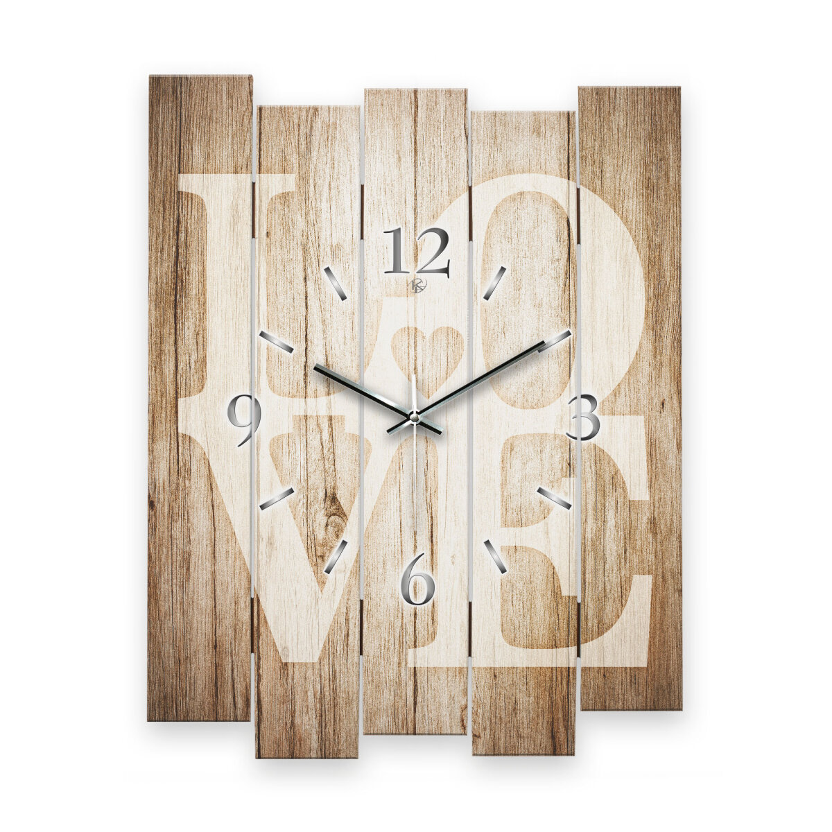 Designer Wanduhr "Love" aus MDF mit flüsterleisem Uhrwerk | B-Ware