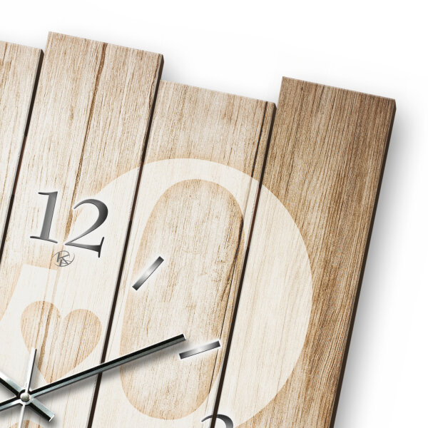 Designer Wanduhr "Love" aus MDF mit flüsterleisem Uhrwerk | B-Ware