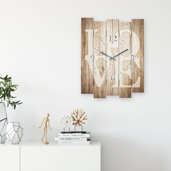 Designer Wanduhr "Love" aus MDF mit flüsterleisem Uhrwerk | B-Ware