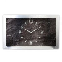 3D Wanduhr Schiefer aus gebürstetem Aluminium mit leisem Funk- oder Quarzuhrwerk 80x40cm leises Funkuhrwerk