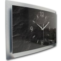 3D Wanduhr Schiefer aus gebürstetem Aluminium mit leisem Funk- oder Quarzuhrwerk 80x40cm leises Funkuhrwerk