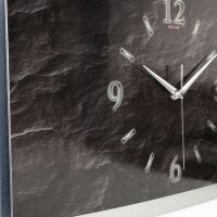 3D Wanduhr Schiefer aus gebürstetem Aluminium mit leisem Funk- oder Quarzuhrwerk 80x40cm leises Funkuhrwerk