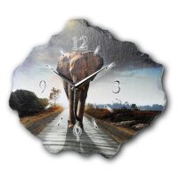 Elefant Design-Wanduhr aus Steinguss mit leisem Uhrwerk