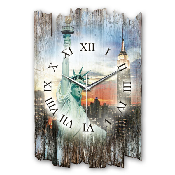 New York Designer-Wanduhr aus Holz – leises Uhrwerk