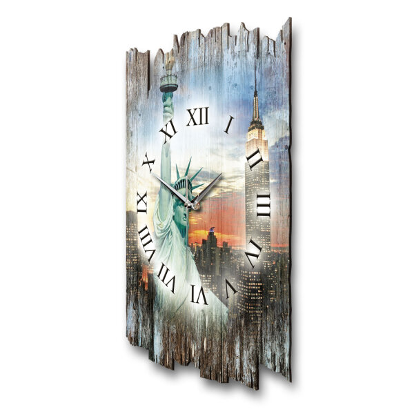 New York Designer-Wanduhr aus Holz – leises Uhrwerk