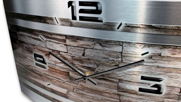 Stone Metallic Designer-Wanduhr mit leisem Uhrwerk aus Alu