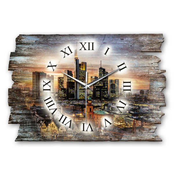 Frankfurt Designer-Wanduhr aus Holz – leises Uhrwerk