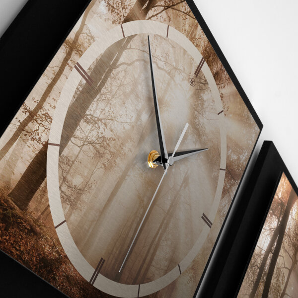 3-teilige Designer-Wanduhr „Autumn“ in modernem Metallic-Look | B-Ware