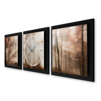 3-teilige Designer-Wanduhr „Autumn“ in modernem Metallic-Look | B-Ware