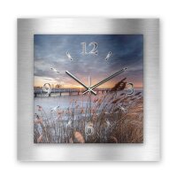 3D Design-Wanduhr "Strand" aus gebürstetem Aluminium mit flüsterleisem Uhrwerk | B-Ware
