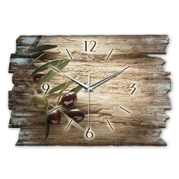 Design-Wanduhr "Oliven" aus Naturholz mit...