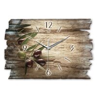 Design-Wanduhr "Oliven" aus Naturholz mit flüsterleisem Uhrwerk | B-Ware