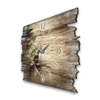Design-Wanduhr "Oliven" aus Naturholz mit flüsterleisem Uhrwerk | B-Ware