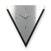 Dreieckige Designer-Wanduhr „Silver“ in modernem Look schwarz-silber-grau | B-Ware
