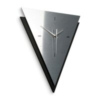 Dreieckige Designer-Wanduhr „Silver“ in modernem Look schwarz-silber-grau | B-Ware