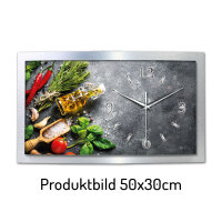 Frische Küche – gewölbte 3D-Wanduhr mit silbernem Alu-Rahmen