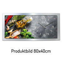 Frische Küche – gewölbte 3D-Wanduhr mit silbernem Alu-Rahmen