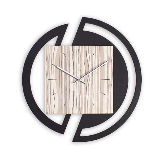 Rondora – Designer-Wanduhr aus MDF mit Alu, Echtholz oder Steinfurnier