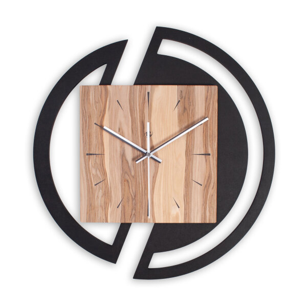 Rondora – Designer-Wanduhr aus MDF mit Alu, Echtholz oder Steinfurnier
