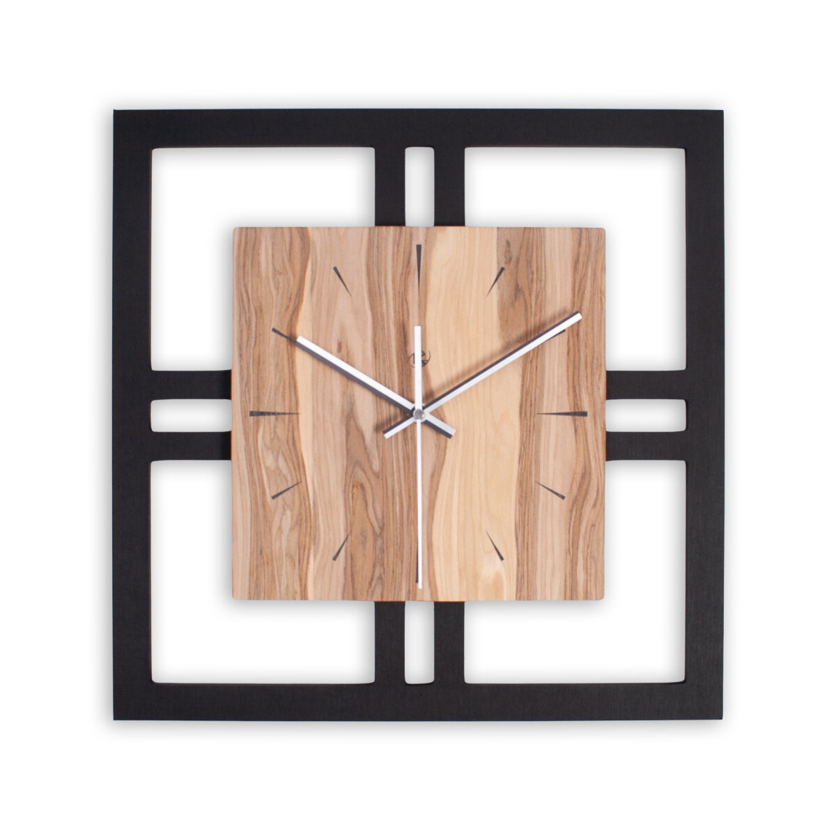 Quadria – Designer-Wanduhr aus MDF mit Alu, Echtholz oder Steinfurnier