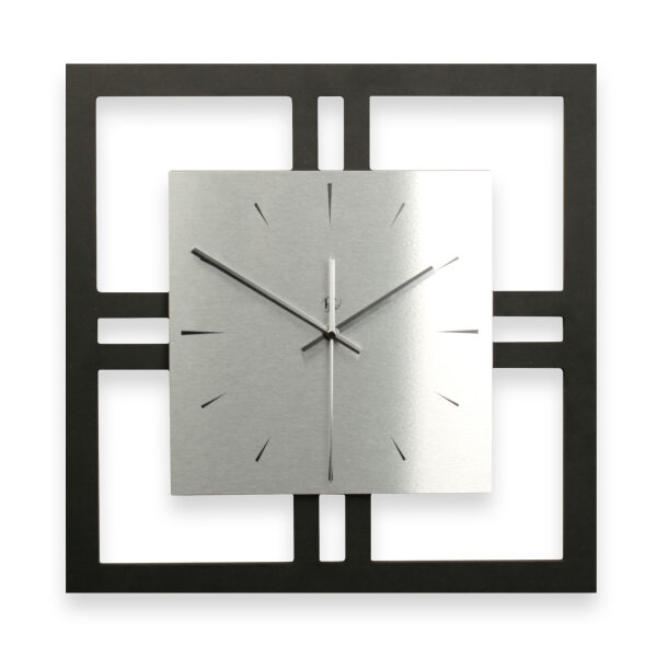 Quadria – Designer-Wanduhr aus MDF mit Alu, Echtholz oder Steinfurnier