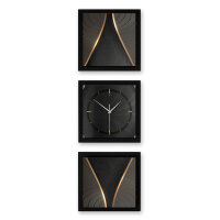 Elegance 3-teilige Designer-Wanduhr in modernem Metallic-Look | B-Ware